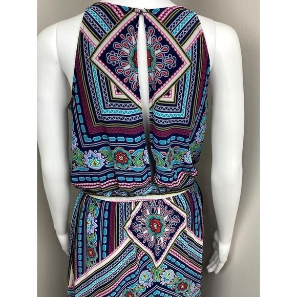 New York & Co Sleeveless Maxi Romper Dress Womens Small Multicolor Summer AZ0324 - Picture 3 of 10